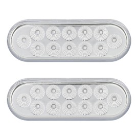 Partsam 2Pcs 6.7 Inch Oval Red Stop Turn Tail Lights to Amber Strobe Lights Kit 12 Diodes w/Rubber Grommets & 3-Prong Wire Pigtails, Red/Amber Oval Led Truck Trailer Tail Lights and Indicator Lights