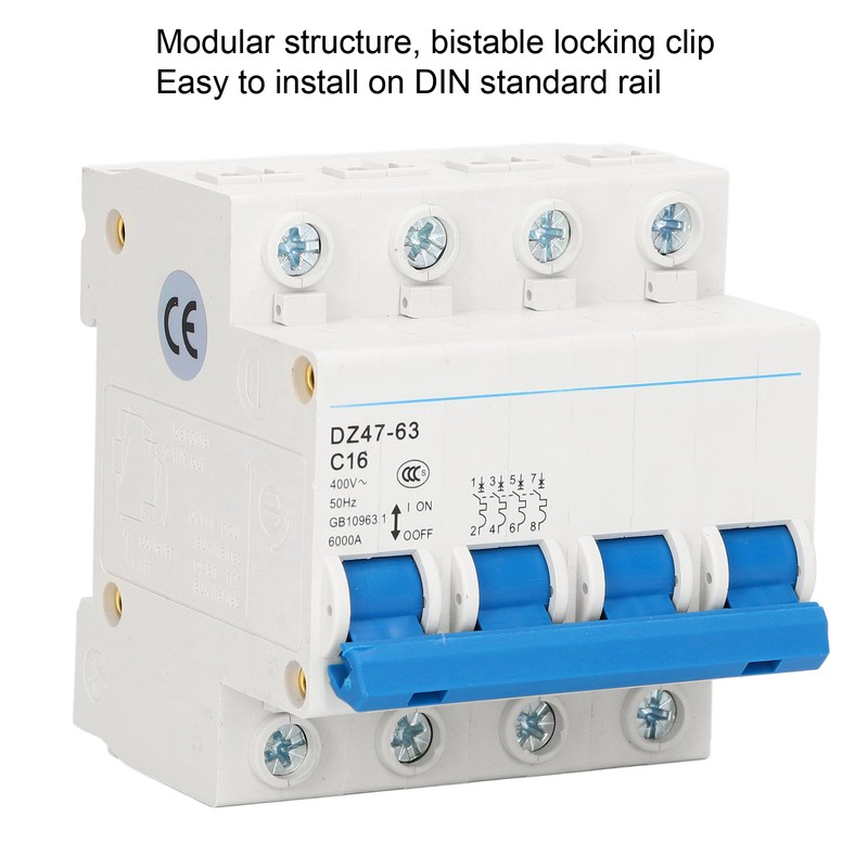 4P Miniature Circuit Breaker DIN Rail Mount Low Voltage Air