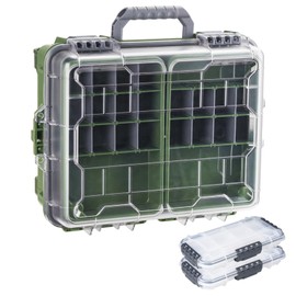 THKFISH Waterproof Tackle Box, Portable Fishing & Tackle Storage Box with Two 3500 Stowaway Boxes and Removable Dividers, Premium Tackle Box, Thicker Floating Airtight Stowaway,Pink/Green/Blue/Grey