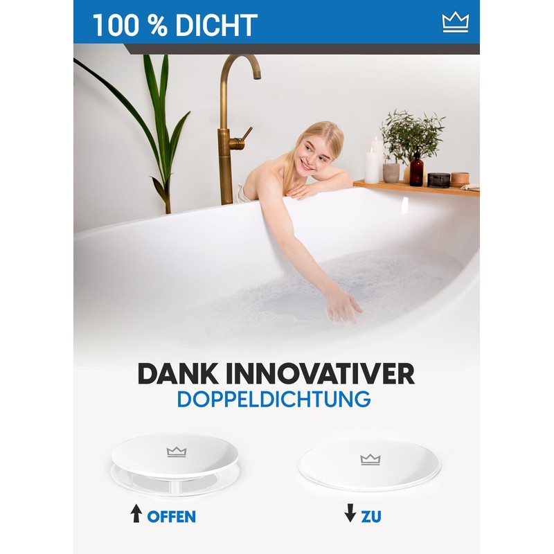 FEINER® [2 Pieces] Bath Plug Universal Fit - Bath Plug