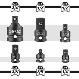 StrugDeas 6 Piece impact Socket Adapter and Reducer Set, 1/4", 3/8", 1/2", 3/4" Chrome Vanadium Steel impact Ratchet/Socket Extension/Conversion Kit for automotive maintenance construction engineering