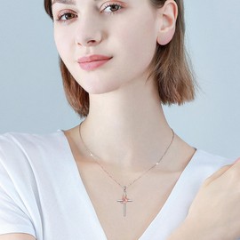 MONGAS Cross Necklace for Women Sterling Silver Conformation Jewelry Gifts for Women, Sterling Silver, No Gemstone