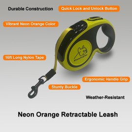 Funny Fur Grace - Ultimate Neon Green Retractable Dog Leash with Poop Bag Dispenser and Anti-Slip Handle - 16ft, Ideal for Medium and Small Dogs - Explore The Outdoors with Comfort #funnyfurgrace