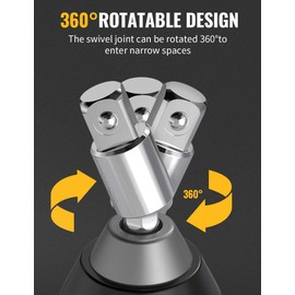 Tool Gift for Man, 3-Piece Power Drill Sockets Adapter Sets, 360°Rotatable Hex Shank Impact Driver Socket Adapter, Socket to Drill Adapter 1/4" 3/8" 1/2" Impact Driver Adapter