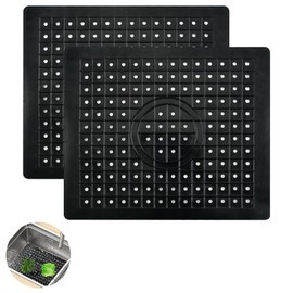 NUWIQ Sink Liner, 31 x 26 cm, Pack of 2 Sink Mats, Sink Mat, Rubber, Kitchen Sink Protector for Sink, Protects the Surface, Food-Grade PVC, Black