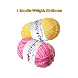 Pack of 8 Colourful Hand Knitting Yarn, Cotton Knitting Yarn, Crochet Yarn, Wool for Crochet and Knitting, Crochet Wool, Can Be Used for Sweaters, Scarves, Dolls DIY (Yellow)