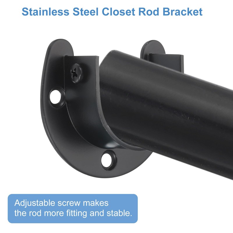 sourcing map Stainless Steel Closet Rod Bracket, 1-1/2 Inch Dia