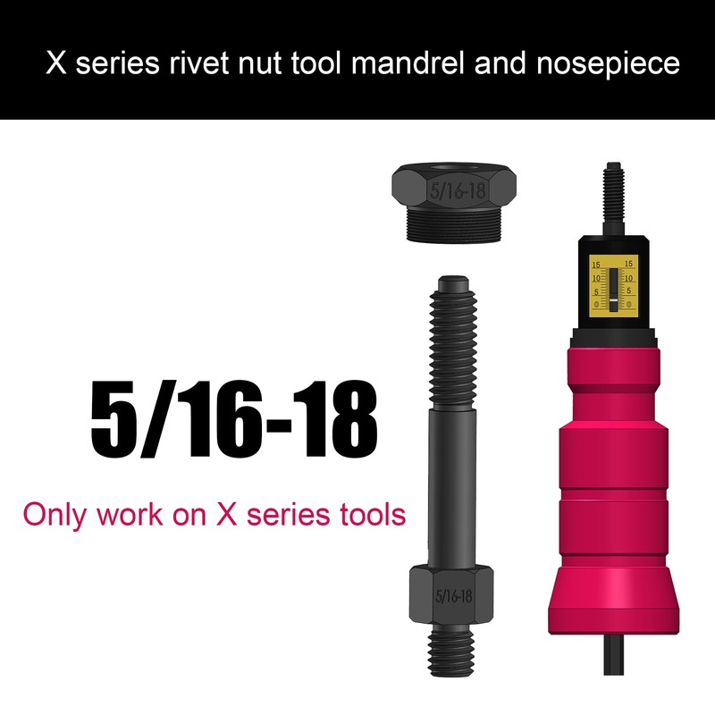 CORWIN X1S Rivet Nut Drill Adaptor Replacement Mandrel and Nosepiece