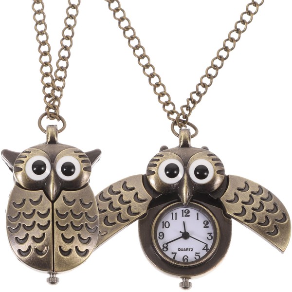 Hemobllo Owl Pocket Watch - 2 Pcs Retro Pocket Watch