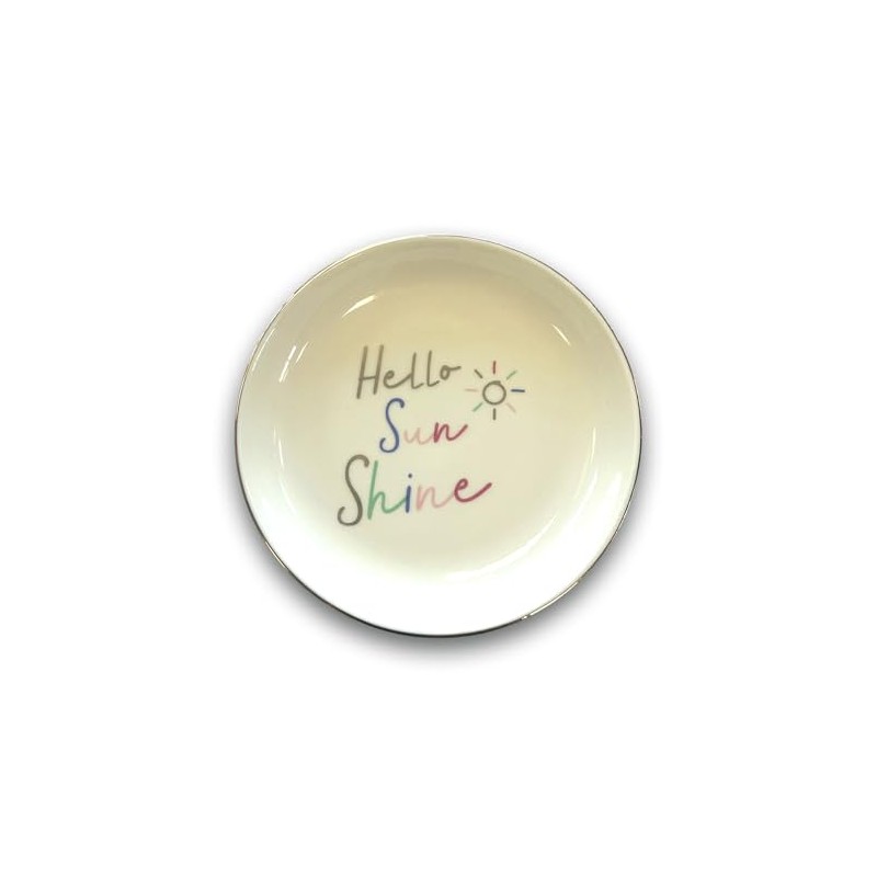 Round Hello Sunshine Ceramic Trinket Tray Dish Decorative Gift for