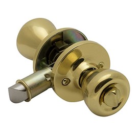 Pro-Grade Classic Mobile Home Privacy Door Knob Bed and Bath Handle, Polished Brass (1)