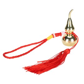 Gourd Pendant Brass Material Calabash Shape Decoration Auspicious Crafts with Red Lanyard