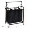 Oceanstar TLS1385 3-Bag Rolling Adjustable Hanging Bar Laundry Sorter, Bronze