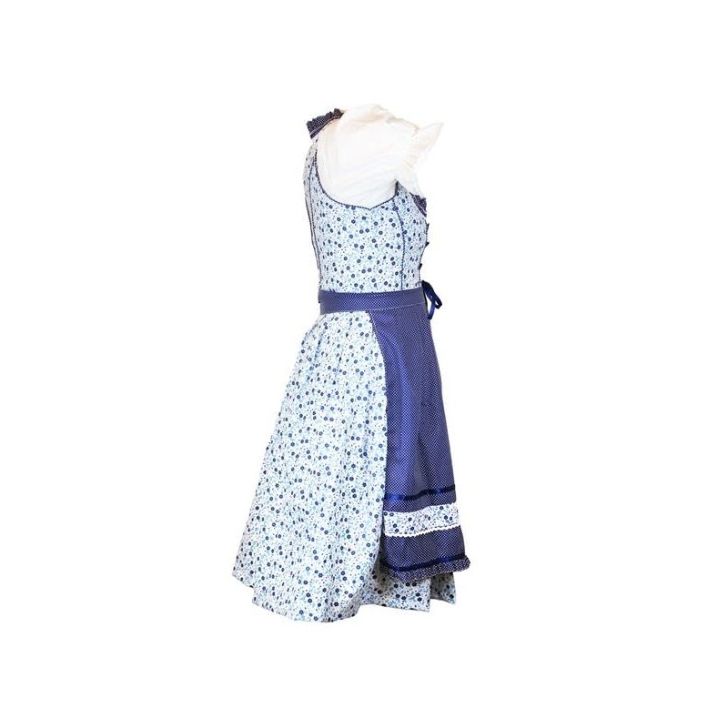 MS-Trachten Women's Dirndl Set Hanna 3-Piece Costume Dress Blue Flowers,