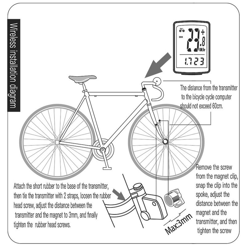 Wireless Bike Computer, Multi Functional LCD Screen Bicycle Computer Mountain