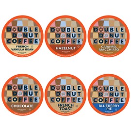 Double Donut Coffee Variety Pack - Recyclable Single Serve Flavored Coffee Pods, 24 Count for Keurig K-Cup Coffee Makers