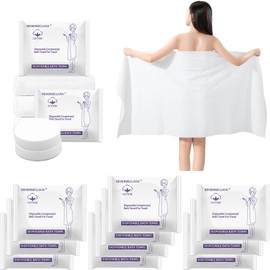 Paquete de 10 toallas de baño comprimidas grandes, portátiles, ligeras, desechables, de fibra de algodón, para viajes, camping, gimnasio, natación, playa (55 x 28 pulgadas)