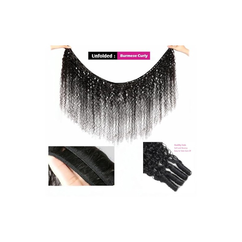 WBTH Extensiones de cabello humano rizado birmano de 22 pulgadas,