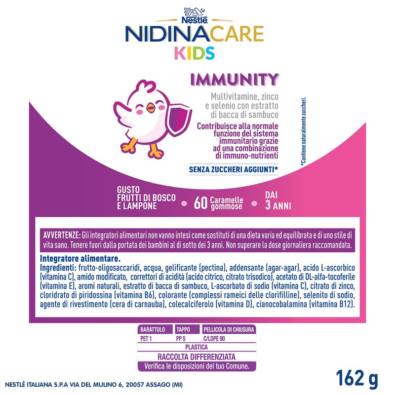 NESTLÉ NIDINACARE KIDS Immunity Integratore Alimentare multivitaminico per bambini da