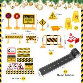 Ozagkad Gnome Construction Site Set, Gnome Door Accessories, Christmas, Gnome Construction Site Housewarming, Miniature Christmas Gnome Door Decoration, Mini Road Signs Traffic Cones for Children