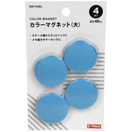 E-Value EMT-04BL Color Magnets, Large, 1.6 inches (40 mm), 4 Pieces, Blue