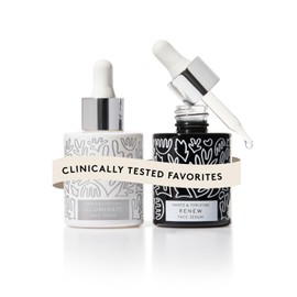 Naked & Thriving Wrinkle-Fighter Set, Includes Renew Resurfacing Night Serum (30 mL) & Illuminate C+ Serum (30 mL), Clinical Results, Dermatologist Loved, Hylauronic Acid & Bakuchiol (Set of 2)