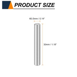 HARFINGTON 50pcs Dowel Pins M3.5(3.5mm) x 30mm 304 Stainless Steel Cylindrical Shelf Support Peg Pin Rod Fasten Elements for Metal Devices Wood Furniture DIY Installation, Silver