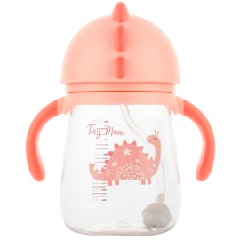 Tiny Moon Dinosaur Baby Toddler Sippy Cup with Straw (Pink)