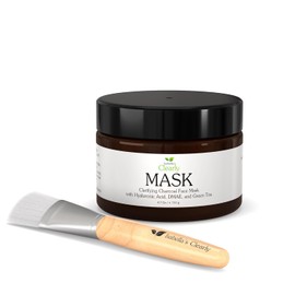 Clearly MASK con Hidratos de Carbón, Aclara la Piel. Elimina puntos negros, Limpieza profunda de poros. Ácido Hialurónico Anti Envejecimiento, Rooibos Rico en Antioxidantes, DMAE Tonificante, Vitaminas C, E, B5. Natural y Orgánico.