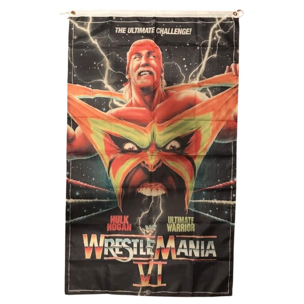 WWE WWF Wrestlemania Ultimate Warrior Hulk Hogan Banner Flag 3 x 5 Feet