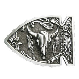 AW-Collection Buckle Belt Buckle Western Buckle Arrowhead Skull Longhorn Silver, silver