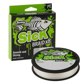 Berkley Sick Braid 8 Way Braided Fishing Line, Fishing Lines 300m for Freshwater or Saltwater Sea Fishing White or Black (White, 0.33mm-38.1kg)