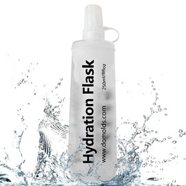 TXSN 250ML Soft Flask, Running Water Bottle Foldable TPU Hydration Flask for Running Hydration Pack Cycling Hiking Marathon, Clear