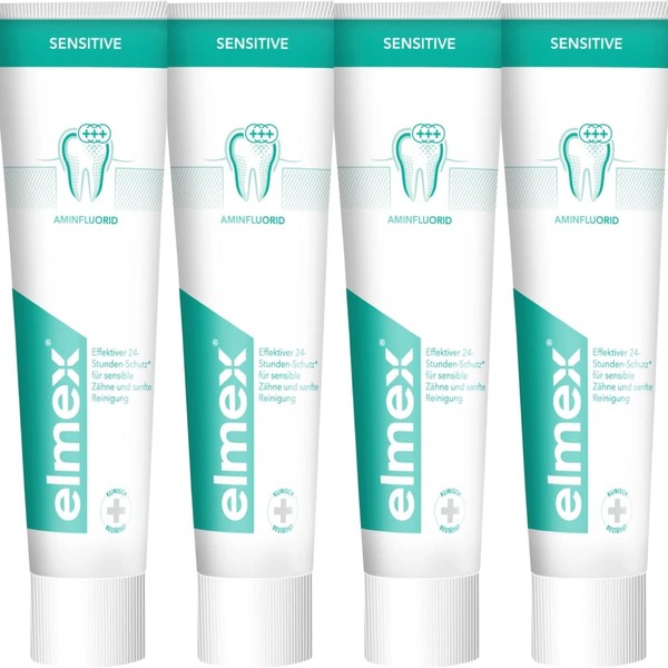 4 x Elmex Sensitive Toothpaste 75 ml with amine fluoride for pain-sensitive teeth