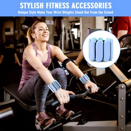 Wrist Weights - 1 Pair (1 lb Each) | Adjustable Wearable Wrist Ankle Weights, Silicone Wrist Bangles Leg and Arm Weights for Women | Yoga, Dance, Pilates, Swimming, Walking and Gym (Blue)