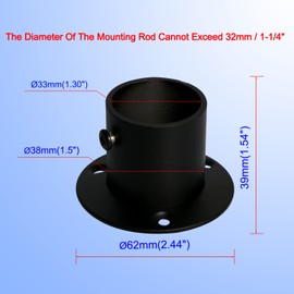 Aopin Closet Pole Sockets Wardrobe Rod Bracket Flange Kit with Matte Black Finish 32mm / 1-1/4" Heavy Duty Closet Rod End Supports Flange Rod Holder Brackets Stainless Steel 2 Pcs