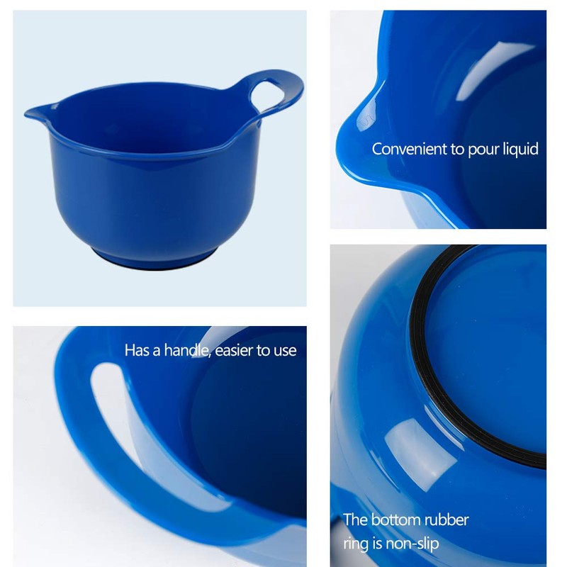 BoxedHome Mixing Bowl Set, Blue Plastic Bowl, Salad Bowl Set,