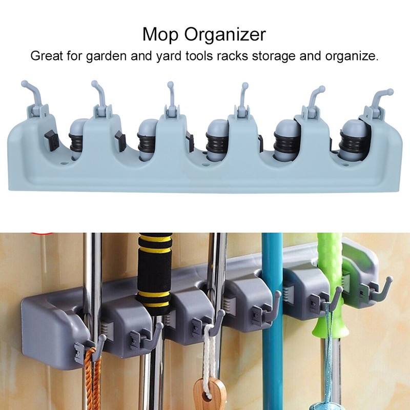 Wall Mounted Mop Broom Hanger Holder Garage Storage Rack for