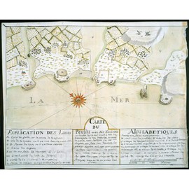 Historical Map, 1747 Carte du Pouldu avec SES Environs et la coI‚te de la mer : ou on y voit la Disposition de nos Batteries, et Corps de Garde, avec l'endroit, Vintage Wall Art : 44in x 36in