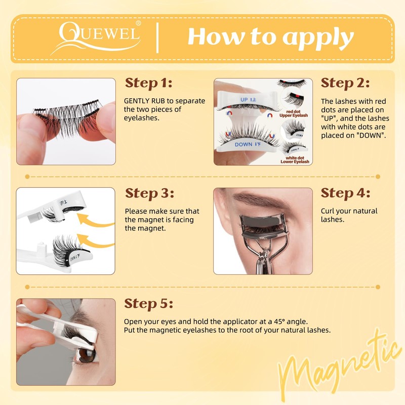 QUEWEL Magnetic-Eyelashes with Applicator, Portable Magnetic-Lashes with Applicator, Upgrade 2