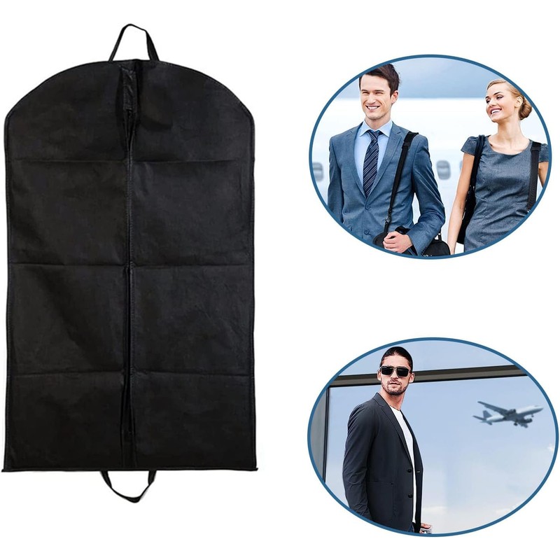 Black Suit Carrier - Reusable Garment Bag with Full Zipper,