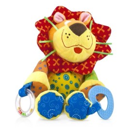 Nûby Nuby Fun Time Pal with Rattle - Interactive - Textured & Soft Plush - Fun Colors - Lion