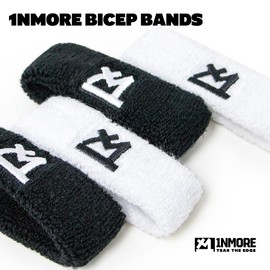 1NMORE 2 Pack Bicep Bands Football,Arm Sweat Bands for Baseball,Basketball,Running,Athletes (White)