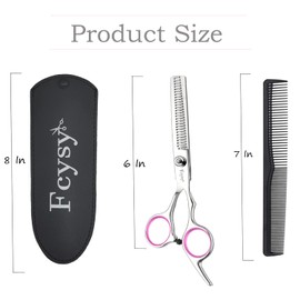 Thinning Shears for Hair Cutting, Professional Hair Thinning Scissors Barber Texturizing Shears, Fcysy 6 Inches Haircutting Blend Scissor Hair Thinner Layering Scissors with Comb for Dog Women Men