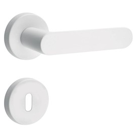 Gedotec Aluminium Handle Set | 1 Set | Door Fitting Matt White | PZ - Profile Cylinder | Shape | Door Fitting Including Mounting Material | Door Handle Set Rustproof | Door Handle Room Doors