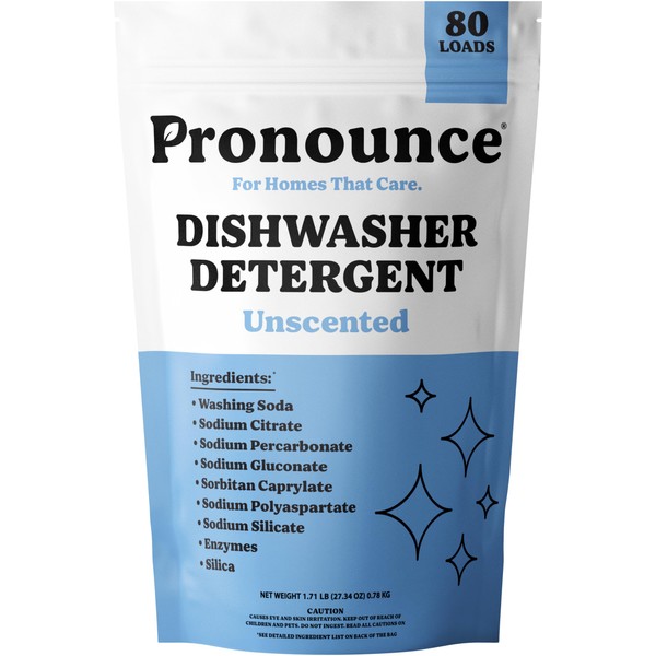 Pronounce Dishwasher Detergent - Cleaner Ingredients, Fragrance Free - Ultra