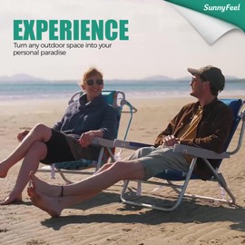SUNNYFEEL Extra Wide Low Beach Chair 2 Pack 5 Position Lay Flat 500 LBS Heavy Duty, XL Oversized Folding Camping Chairs with Cup Holder for Outdoor/Sand, Portable Backpack Beach Chair for Adults