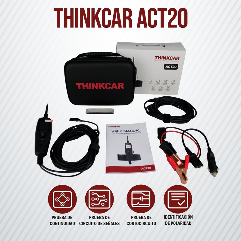 THINKCAR ACT20 Probador de Circuitos Eléctricos Automotriz, Comprobador de Voltaje