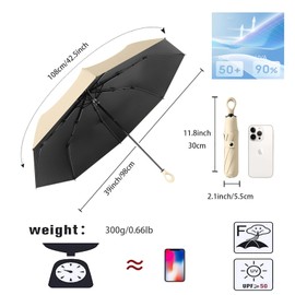 erised's bifrost Ring Handle Compact Folding UV Small Umbrella Blocking UV Protection 99.9% Coating Layer Fabric/Car/Travel Backpack/Lightweight Portable/Rain Sun Anti UPF 50/Men Women Kids