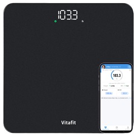 Vitafit Smart Digital Bathroom Scale for Body Weight, High Precision Assured by Weight Scale Professional Factory Since 2001, BMI with App, 400lb in 0.1lb, Spray Silver Black